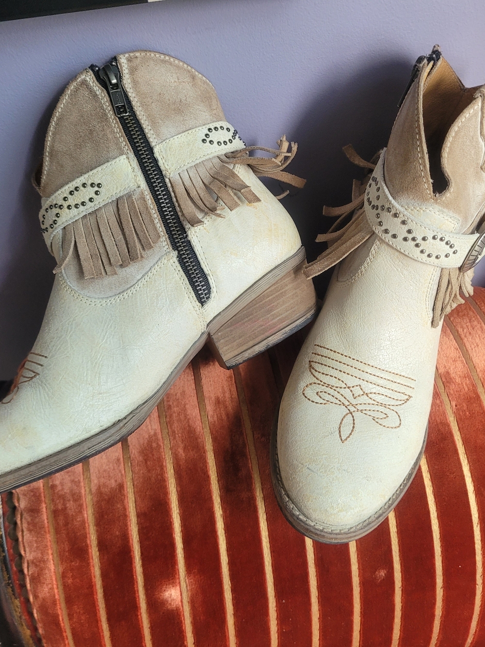 Fringed Booties Genuine Leather - Picture 3 of 8